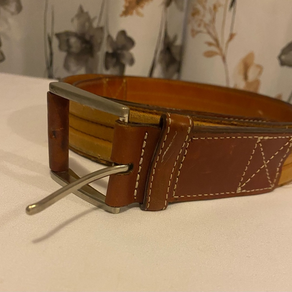 Men’s Carhartt Brown Leather/Fabric Belt Size 44